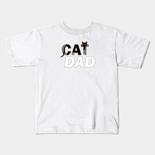 CAT DAD - black cat oil painting word art Kids T-Shirt